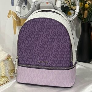 MICHAEL KORS Rhea Medium Color-Block Signature Logo Backpack